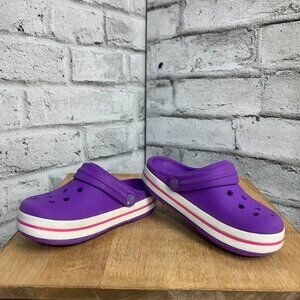 Crocs Crocband Clog Unisex Kids 8 9 Purple Slip On Beach Comfort Water Sandals